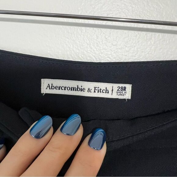 Abercrombie & Fitch High Rise Cuffed Tailored Straight Pants - Black Size 28R - Picture 5 of 8